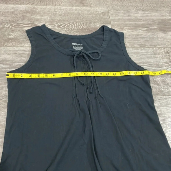 🌸 Merona Black Knit Sleeveless Tank Top Pleats & Tie Accent L - Picture 5 of 7